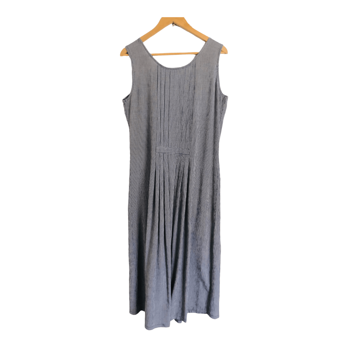 Together Vintage Viscose Sleeveless Maxi Dress Navy Blue White Gingham UK Size 12L - Ava & Iva