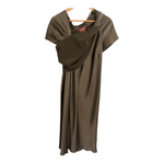 Max Mara 100% Polyester Short Sleeve Designer Midi Dress Bronze UK Size 12 - Ava & Iva