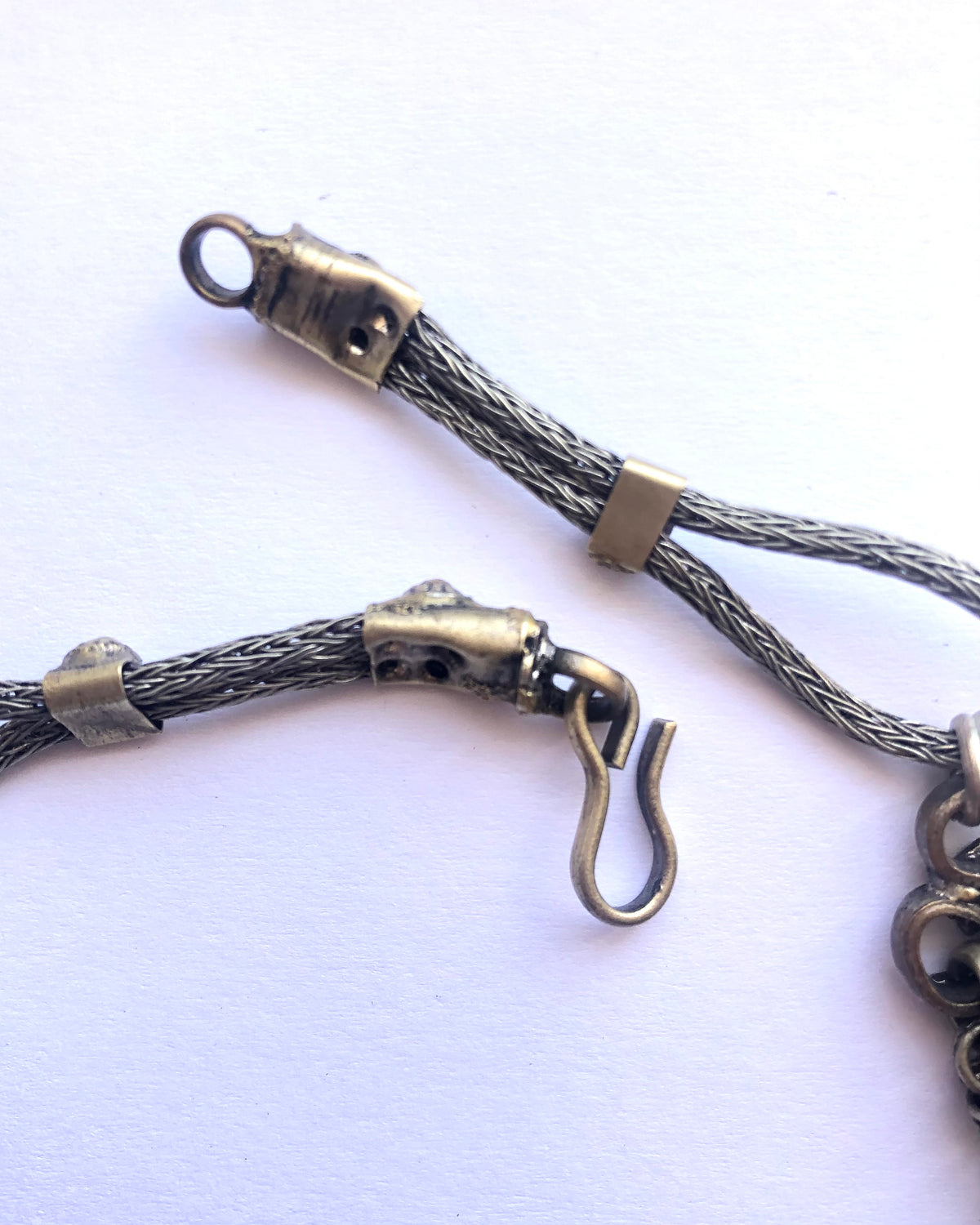 Vintage Pewter Grey Tone Metal Cable Chain Drop Necklet Necklace - Ava & Iva