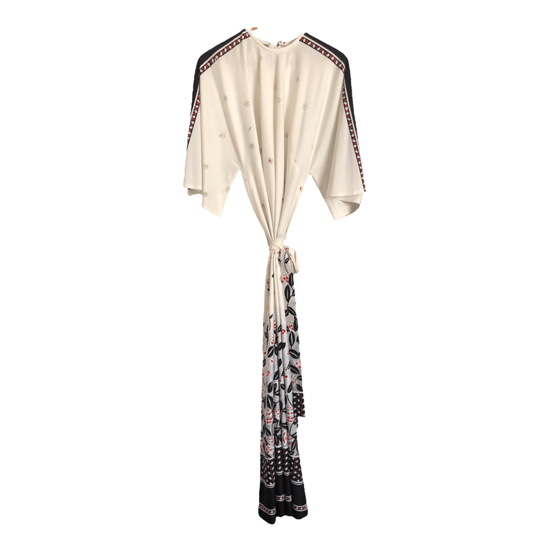 Feminette Models London Vintage Half Sleeve Maxi Dress White Multi Block Print UK Size 16 - Ava & Iva
