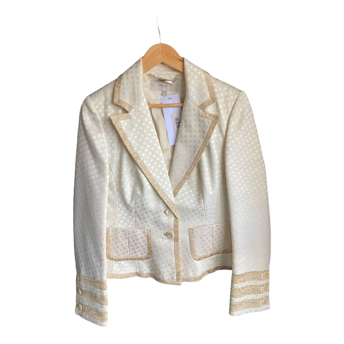 Karen Millen Cotton Mix Cream Skirt Suit UK Size 14 - Ava & Iva