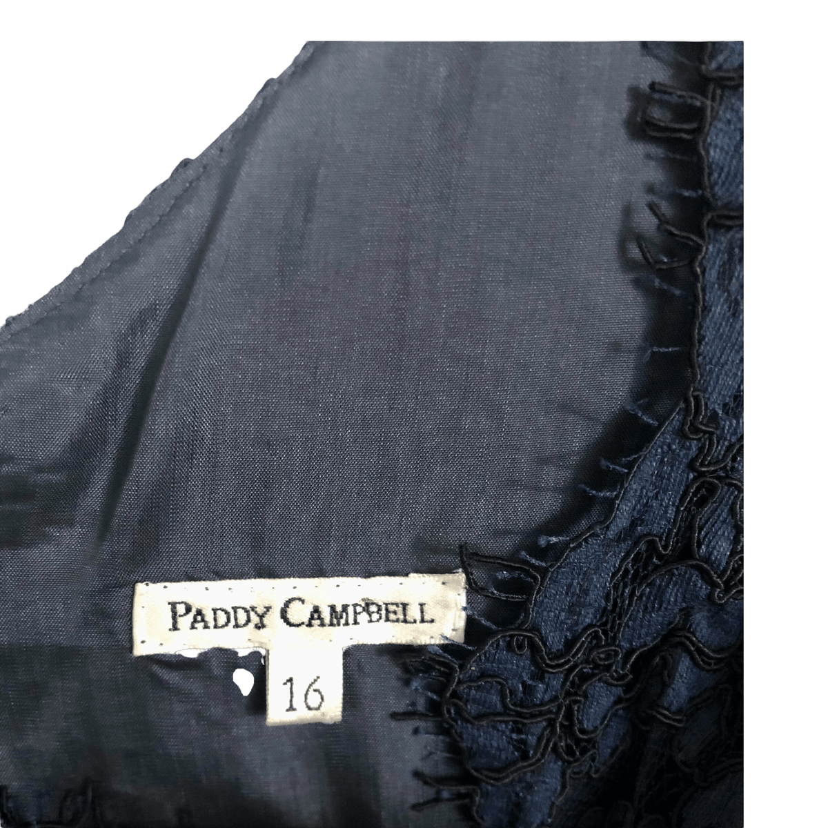Paddy Cambell Lace Sleeveless Evening Cocktail Dress w/Bolero Jacket Outfit Navy Blue Floral Print UK Size 16 - Ava & Iva