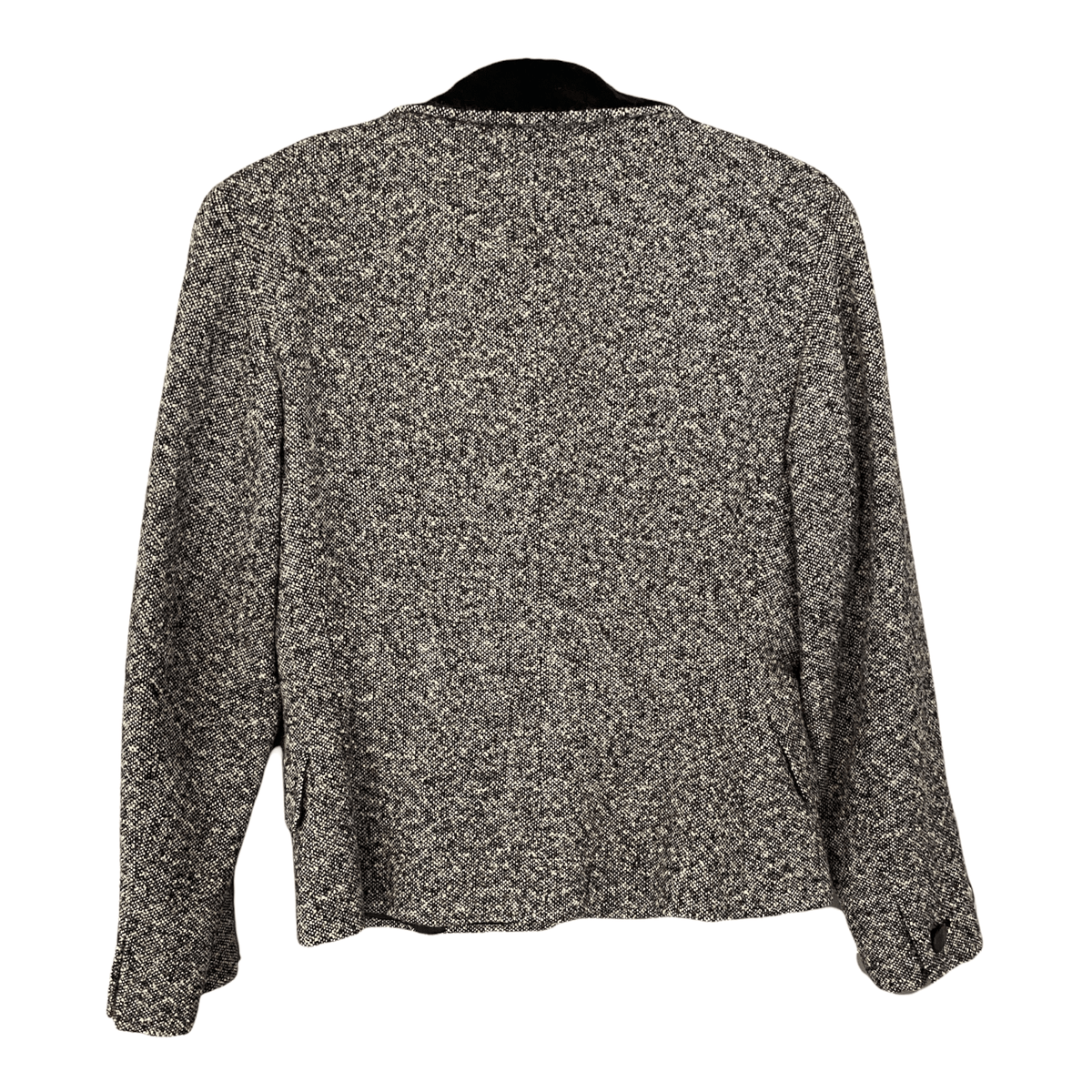 Max Mara Charcoal Grey Tweed Jacket with Velvet Collar UK Size 8 - Ava & Iva