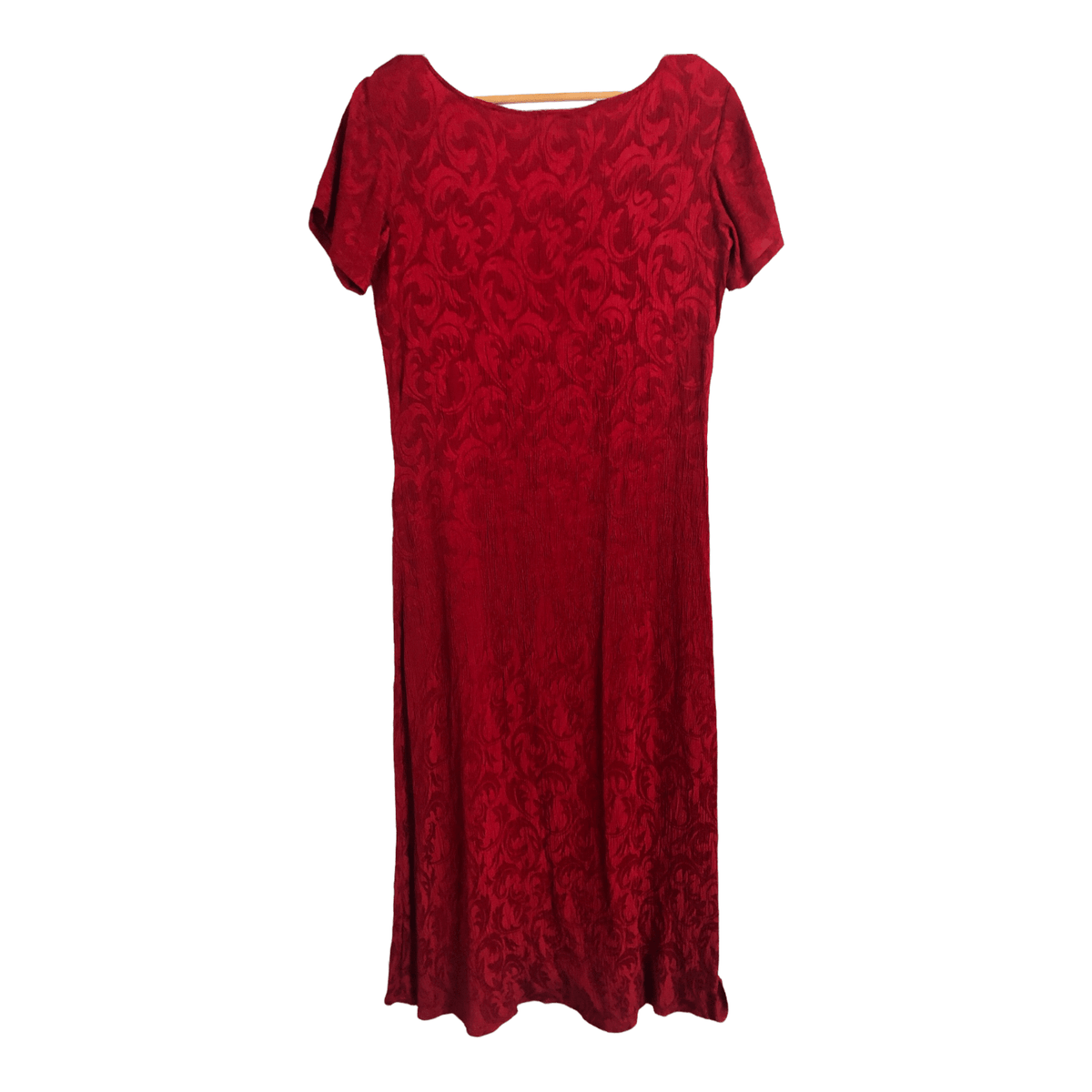 Monsoon 100% Crinkled Silk Short Sleeve Maxi Shift Dress Red UK Size 12 - Ava & Iva