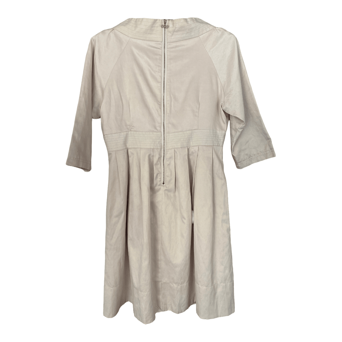 Chloe Silk Short Sleeve Knee Length Dress with Bow Detail Cream Size M (UK Size 10/12) - Ava & Iva