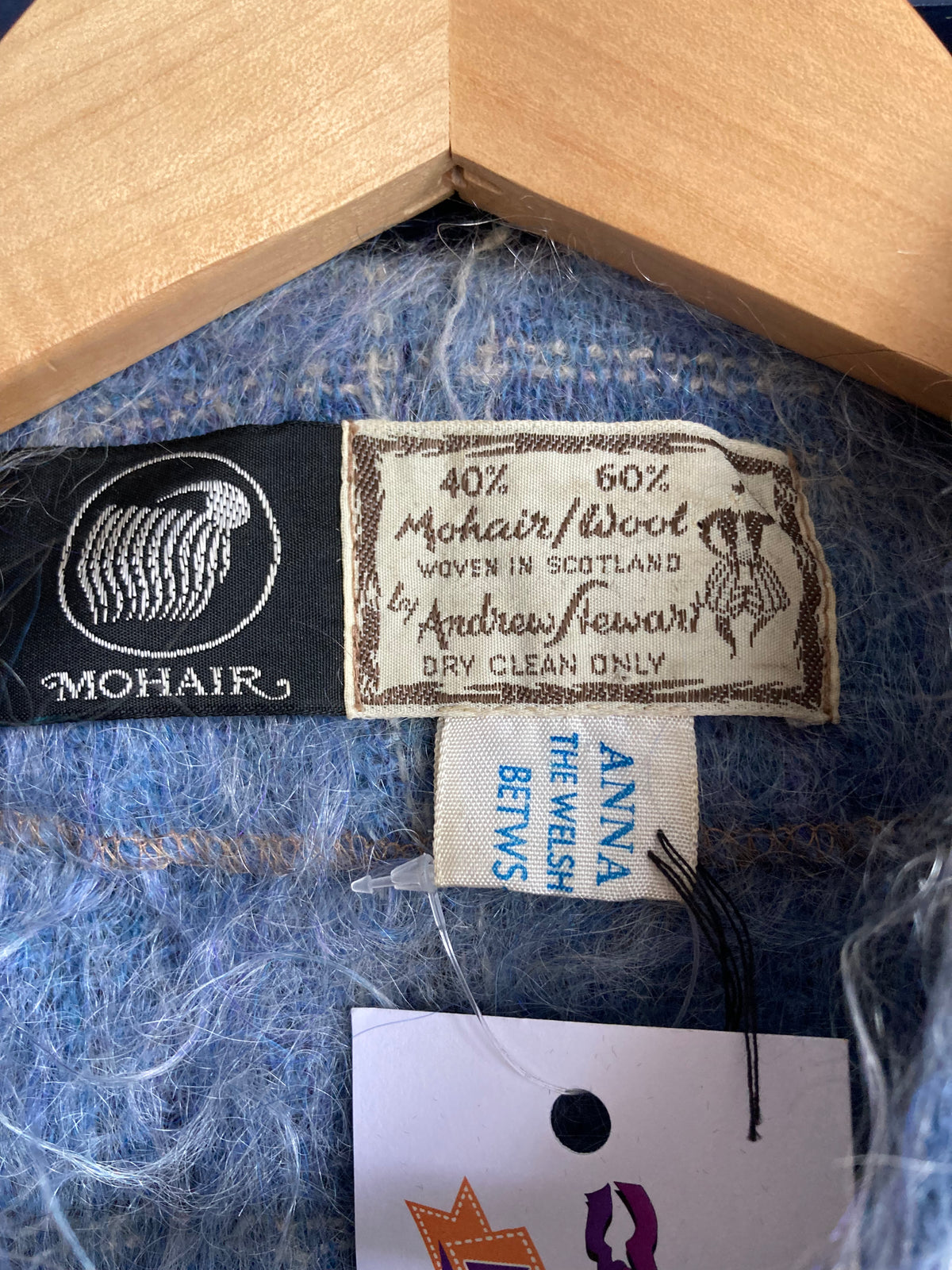 Andrew Davies Mohair Blue And Taupe checked Coat UK Size 12 260 - Ava & Iva