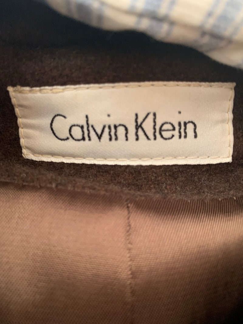 Calvin Klein Loro Plana Merino Wool Coat Brown UK Size 12/14 - Ava & Iva