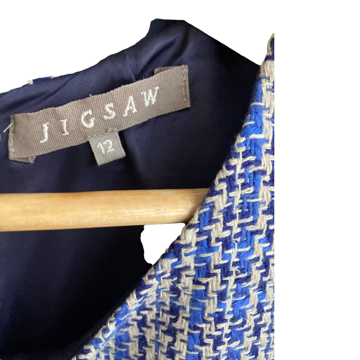 Jigsaw Blue Tweed Effect Sleeveless Dress UK Size 12 - Ava & Iva