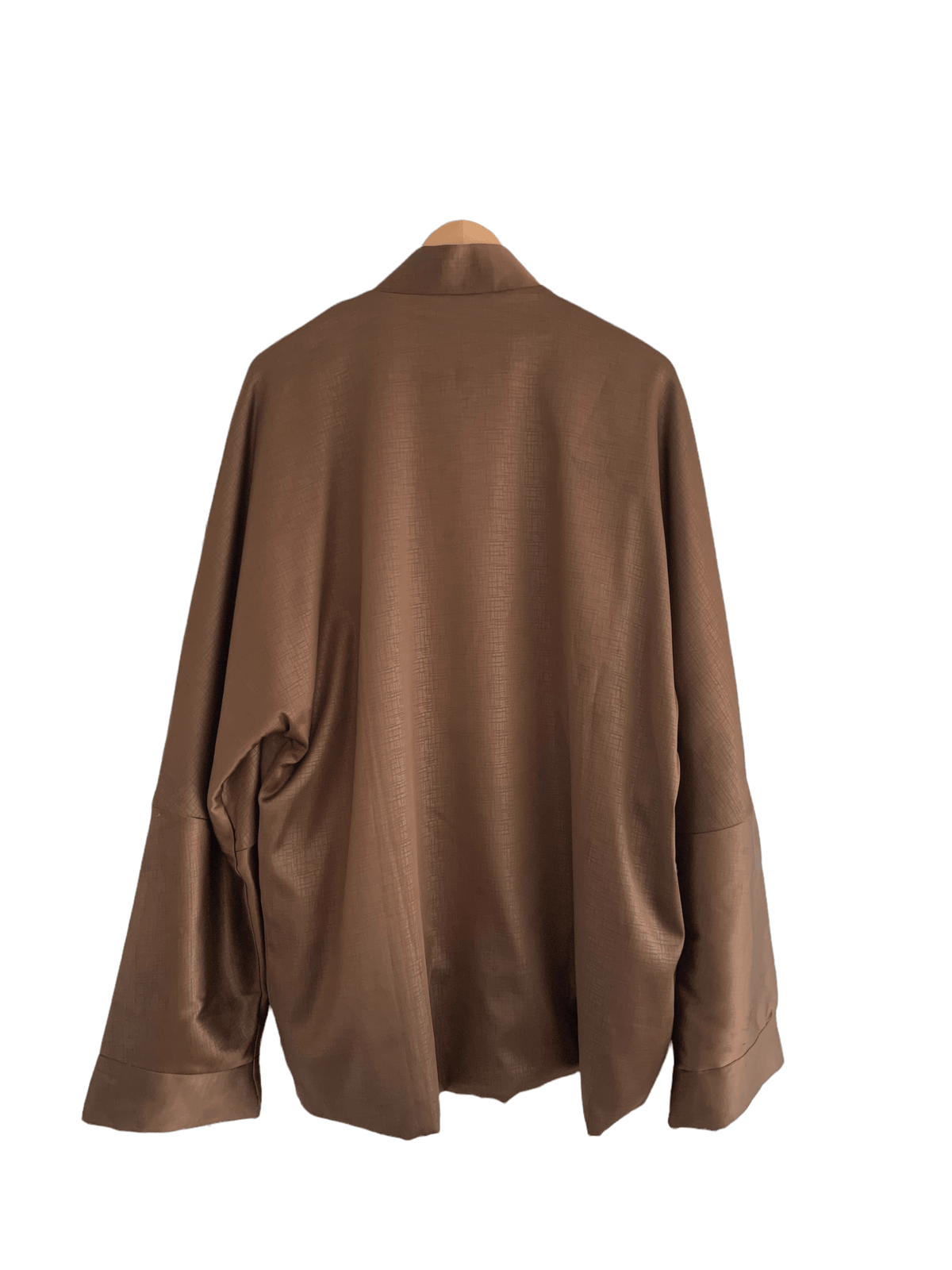 100% Silk Chinese Style Single Breasted Jacket Brown Size Large - Ava & Iva