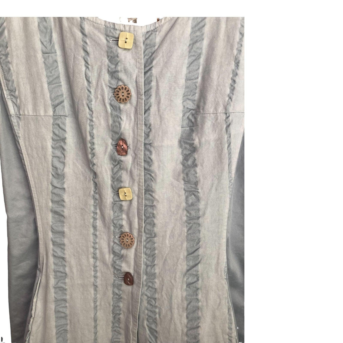 Out Of The Nile Cotton Pale Blue Long Sleeved Coat Dress UK Size 18 - Ava & Iva