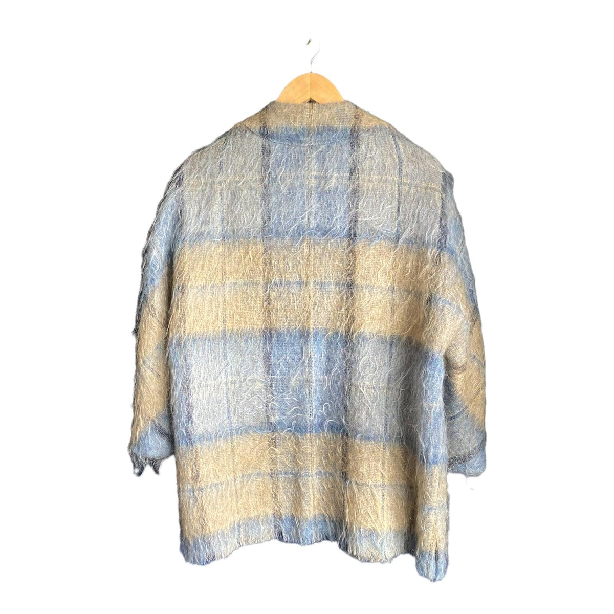 Andrew Davies Mohair Blue And Taupe checked Coat UK Size 12 260 - Ava & Iva