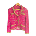 Chris Clyne Wool Cerise Pink Multi-Coloured Skirt Suit UK Size 12 - Ava & Iva