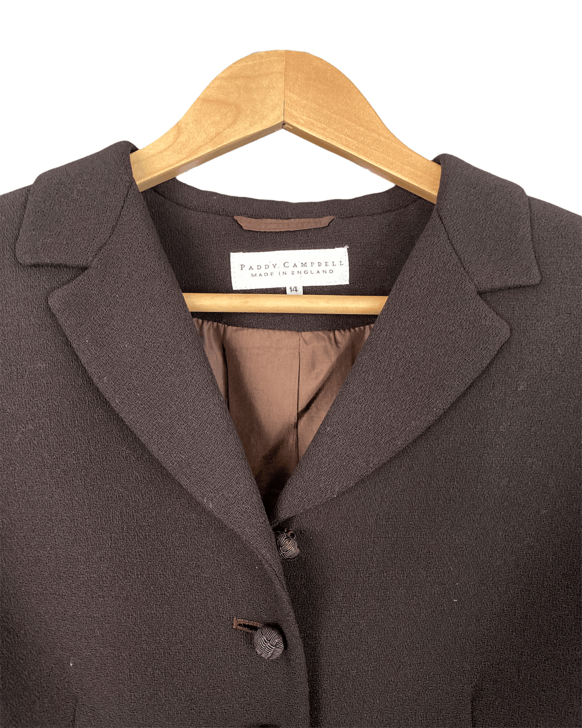 Paddy Campbell Brown Wool Crepe Skirt Suit UK Size 12/14 - Ava & Iva