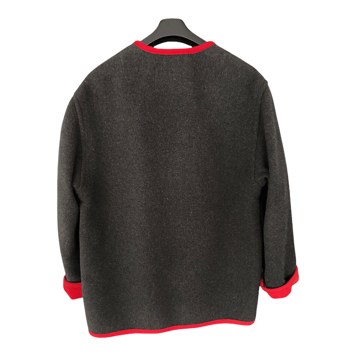 Laura Lebek Wool Mix Jacket Dark Grey with Red Edging UK Size 16 - Ava & Iva