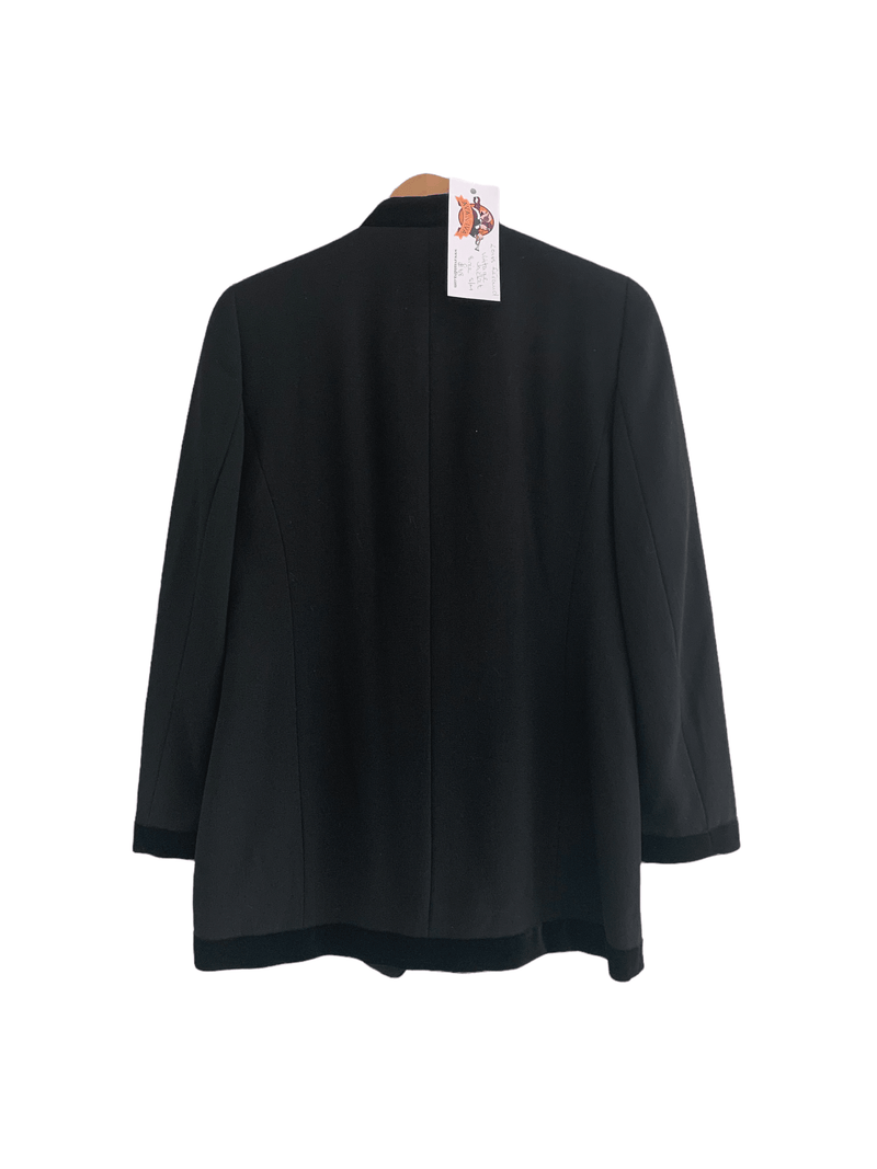 Louis Féraud Velvet/Crepe Jacket Black UK Size S/M - Ava & Iva