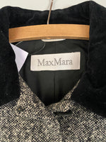 Max Mara Charcoal Grey Tweed Jacket with Velvet Collar UK Size 8 - Ava & Iva