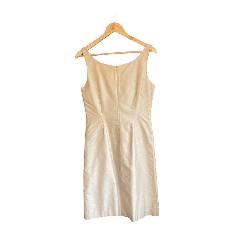 Laurel Silk Blend Pale Gold Sleeveless Shift Dress Size 36 UK Size 8 - Ava & Iva