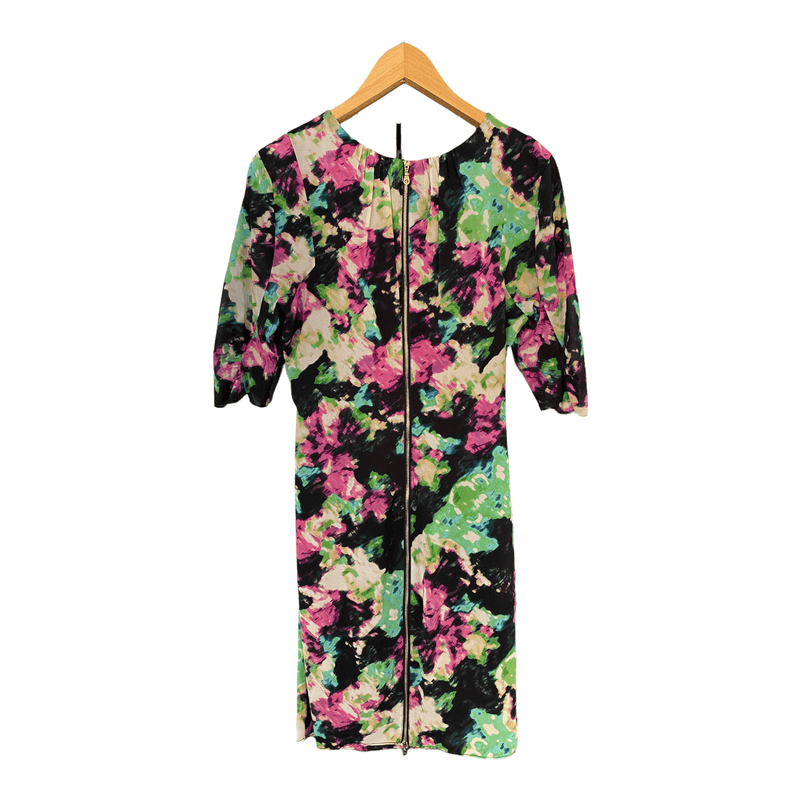Whistles Silk Mix Dress Multicolour Abstract Floral Pattern UK Size 12 - Ava & Iva