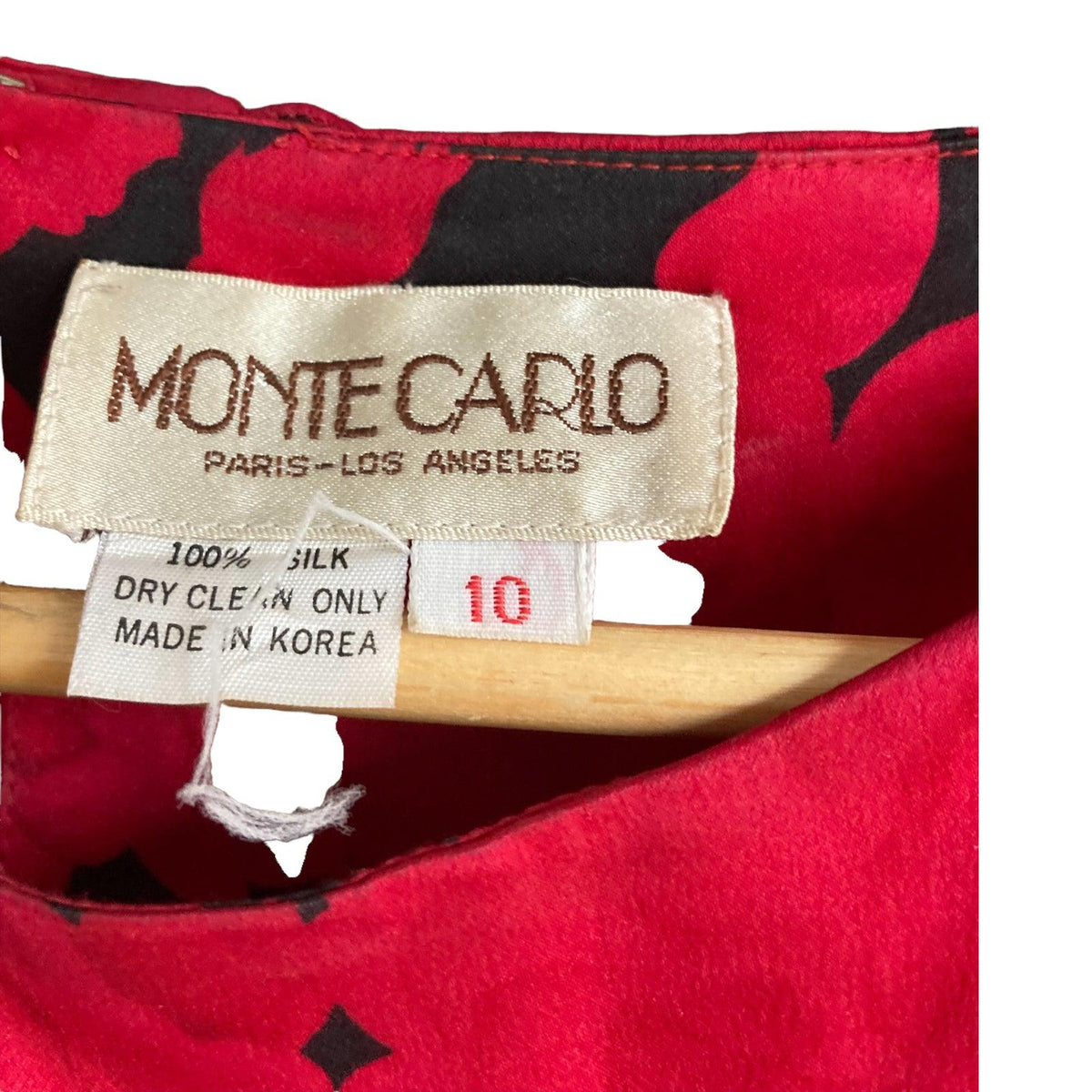 Monte Carlo Silk Red And Black Floral Long Sleeved Dress UK Size 10 - Ava & Iva