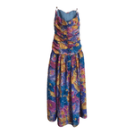 Trina Lewis & Marjon Couture Vintage Chiffon Sleeveless Strapless Bandeau Maxi Dress Pink Multi Floral Print UK Size 10-12 - Ava & Iva