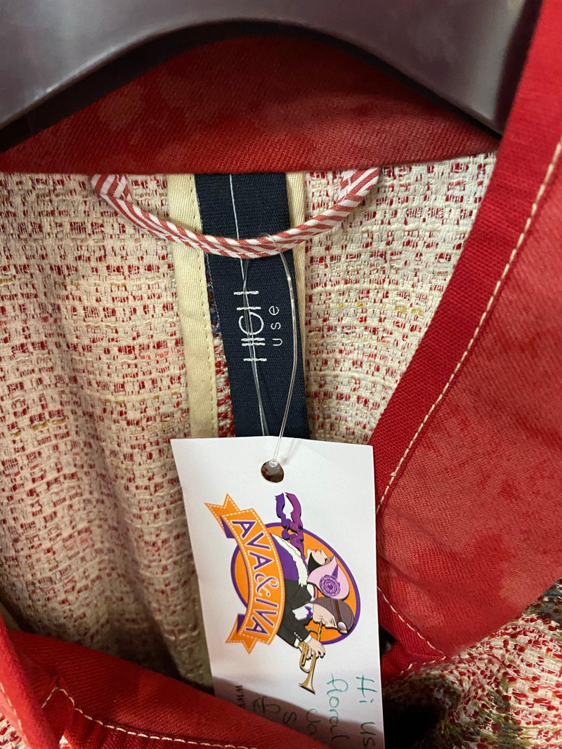 Hi Use Red Cotton jacket with floral pattern & pockets UK size 10 - Ava & Iva