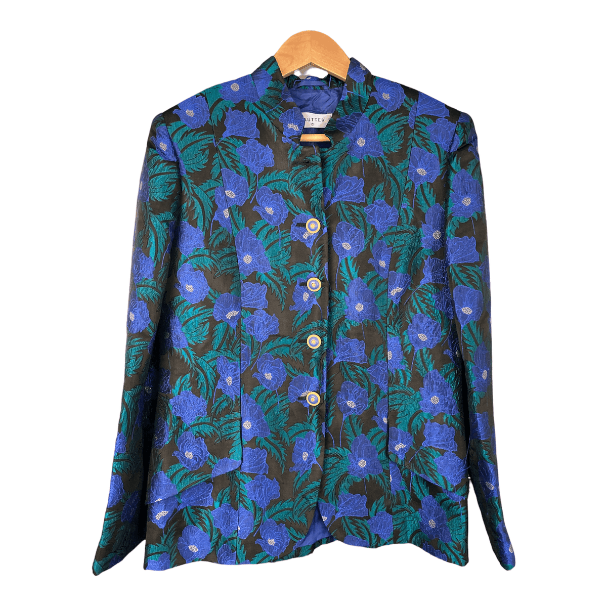 Sautter Single Breasted Jacket Blue and Green Floral UK Size 12 - Ava & Iva