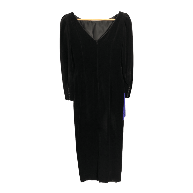 Frances Lee Vintage Velvet 3/4 Sleeve Cocktail Maxi Dress Black UK Size 10-12 - Ava & Iva