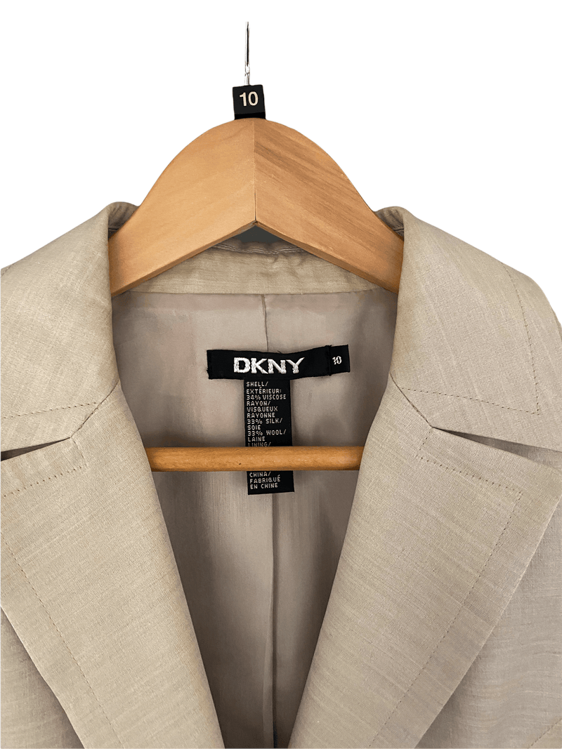 DKNY Silk Mix Jacket Cream Single Breasted Size 10 - Ava & Iva