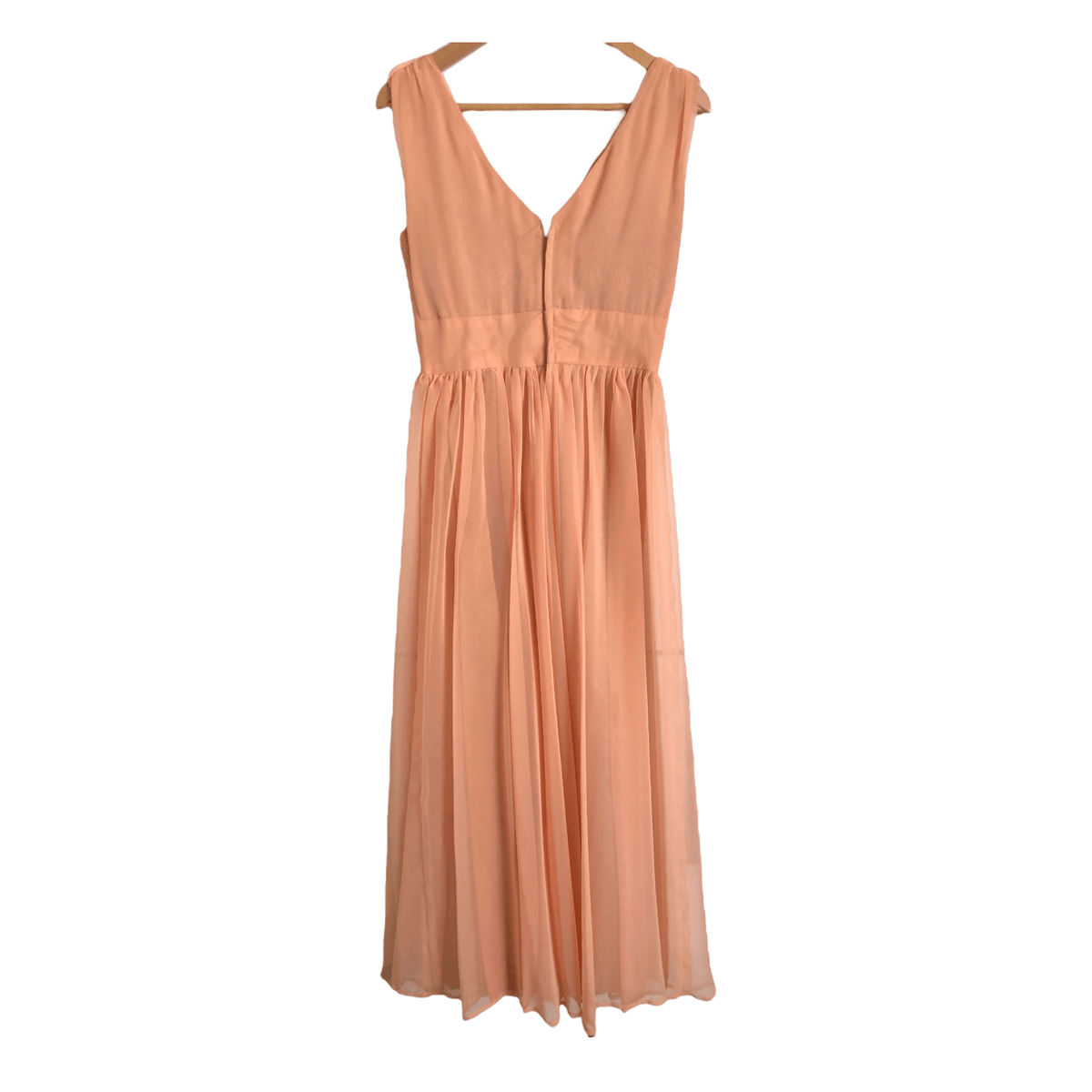 California Vintage Sleeveless Maxi Bow Dress Evening Gown Peach UK Size 10 - Ava & Iva