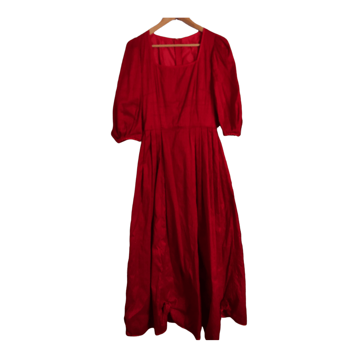 Unbranded Vintage Silk Half Sleeve Maxi Dress Scarlet Red UK Size 10-12 - Ava & Iva