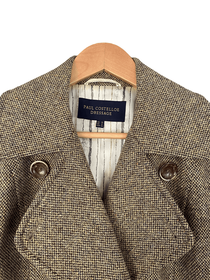 Paul Costelloe Dressage Brown Tweed Wool Jackets Double Breasted UK Size 12 - Ava & Iva
