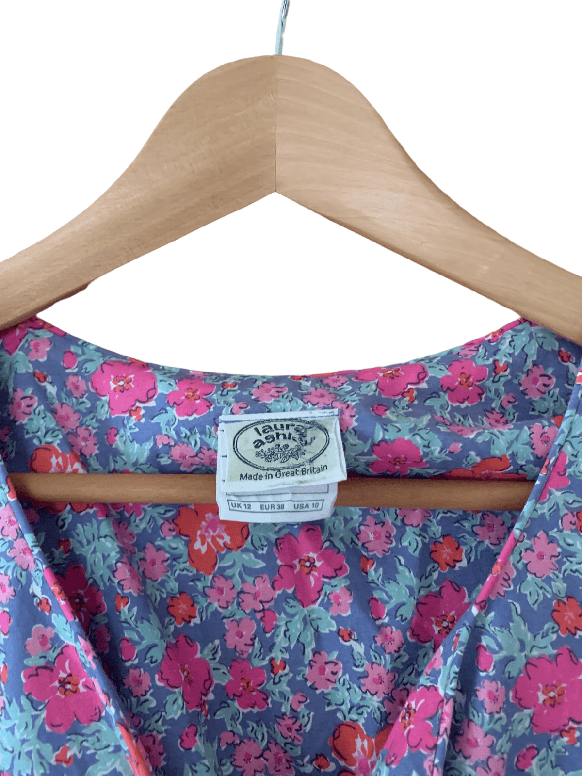 Laura Ashley Cotton Floral Dress Blue UK Size 12 - Ava & Iva