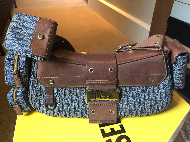 Christian Dior monogram blue and brown pocket bag - Ava & Iva