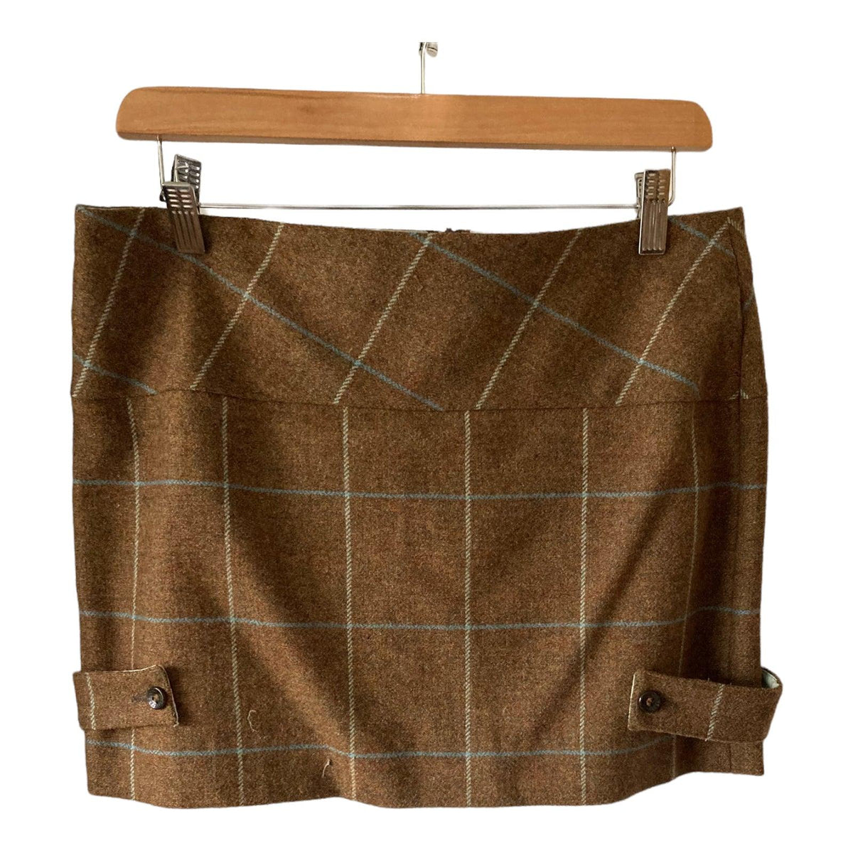 Liberty Freedom Wool Brown Plaid Mini Skirt Ku Size 12 - Ava & Iva