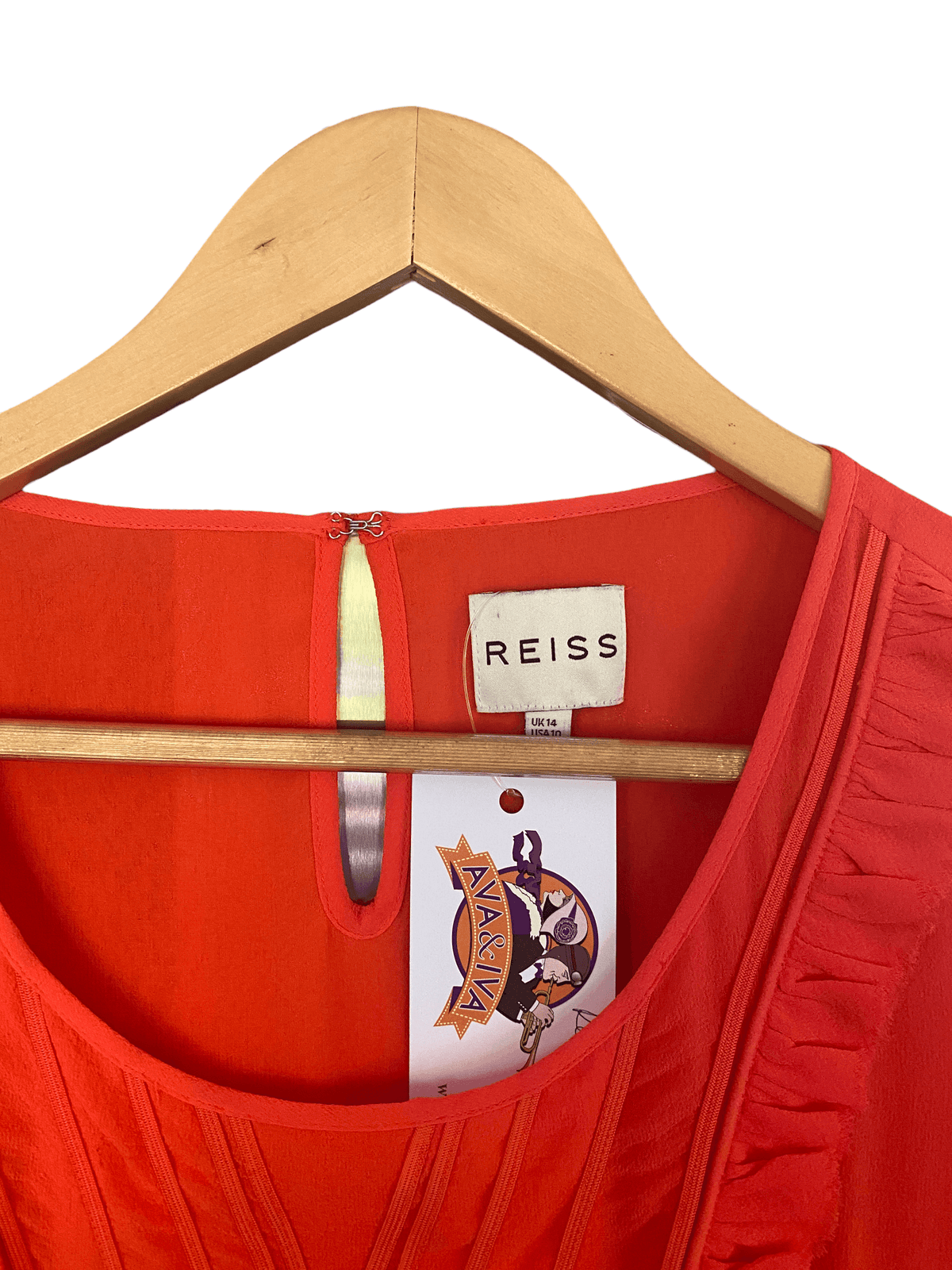 Reiss 100% Silk Sleeveless Orange Summer Dress UK Size14 - Ava & Iva