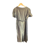 Vintage 1950s Style green and Gold Short Sleeved Dress with Matching Jacket UK Size 12 - Ava & Iva