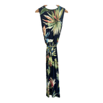 Bella di Notte Viscose Stretch Jersey Sleeveless Maxi Belted Sundress Dress Navy Blue Multi Palm Print UK Size 14 BNWT - Ava & Iva