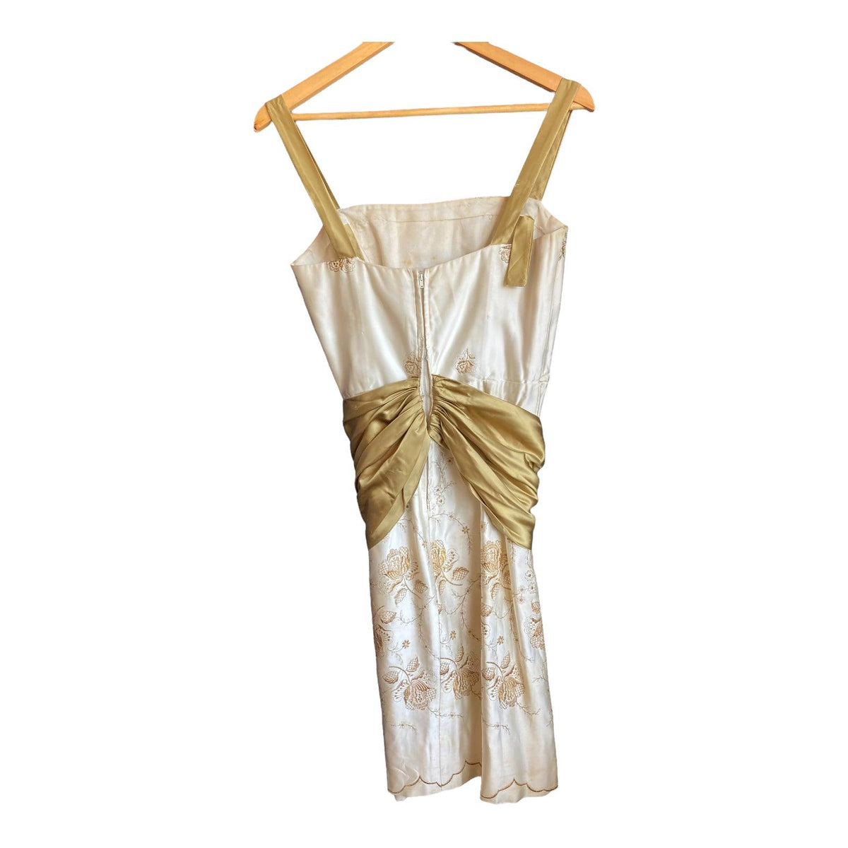Harrods Cream And Gold Sleeveless Cocktail Dress UK Size 10 - Ava & Iva