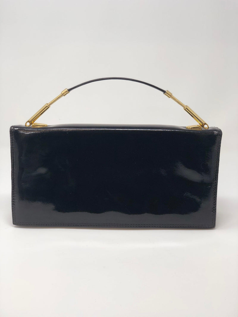 Rowallan Vintage Leather Handbag Black Patent Leather - Ava & Iva