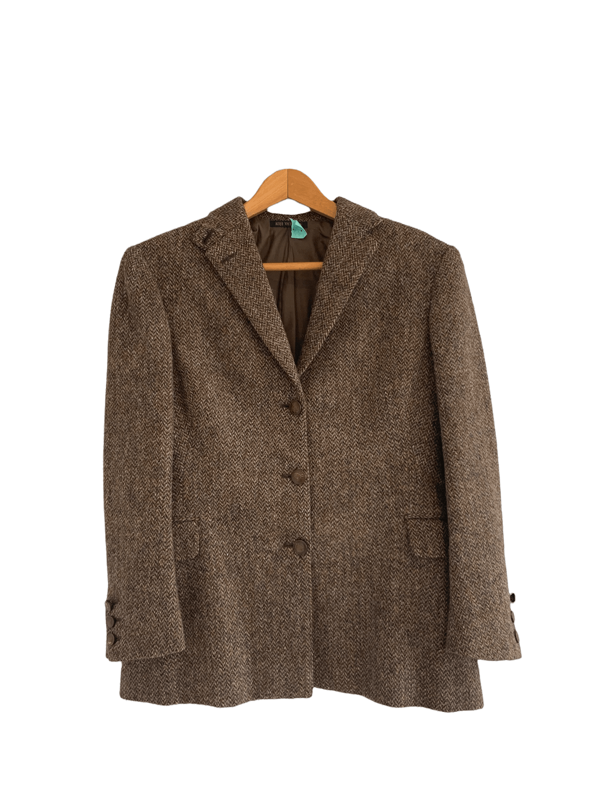 Koji Tatsuno 100% Wool Country Tweed Jacket Brown UK SIZE 10/12 - Ava & Iva