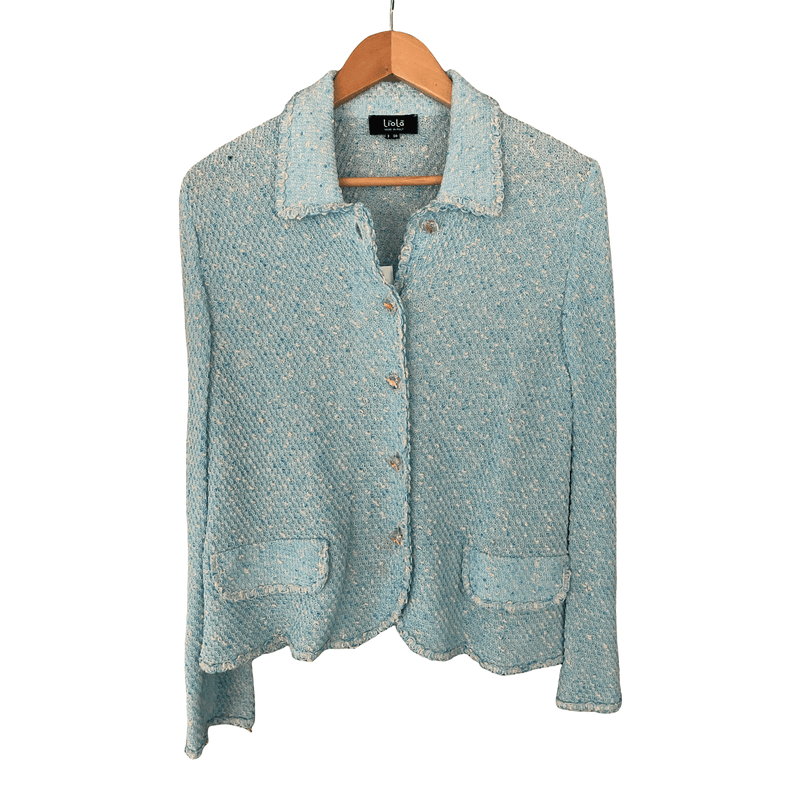 Liola Cotton Mix Jacket Cardigan Turquoise IT50 UK Size 18 - Ava & Iva