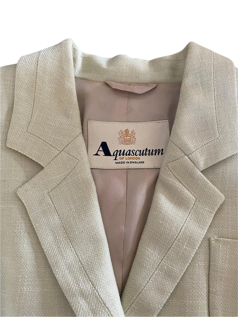 Aquascutum Wool and Silk Mix Jacket Light Green Single Breasted UK 10 Reg - Ava & Iva