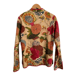 Unbranded 100% Quilted Cotton Oriental Ethnic Boho Festival Jacket Pink Multi Embellished Floral Print UK Size S/M - Ava & Iva