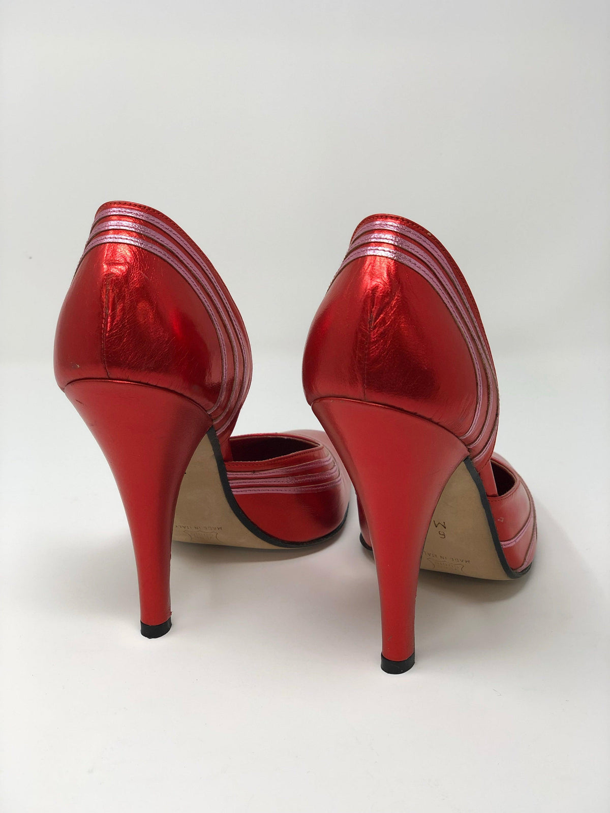 Givenchy Chaussures Paris Vintage Metallic Red Leather Shoes Size 6M (UK4) - Ava & Iva