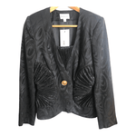 Raul Blanco New York Vintage Silk Wool 80s Evening Jacket Black Swirl Pattern UK12 - Ava & Iva