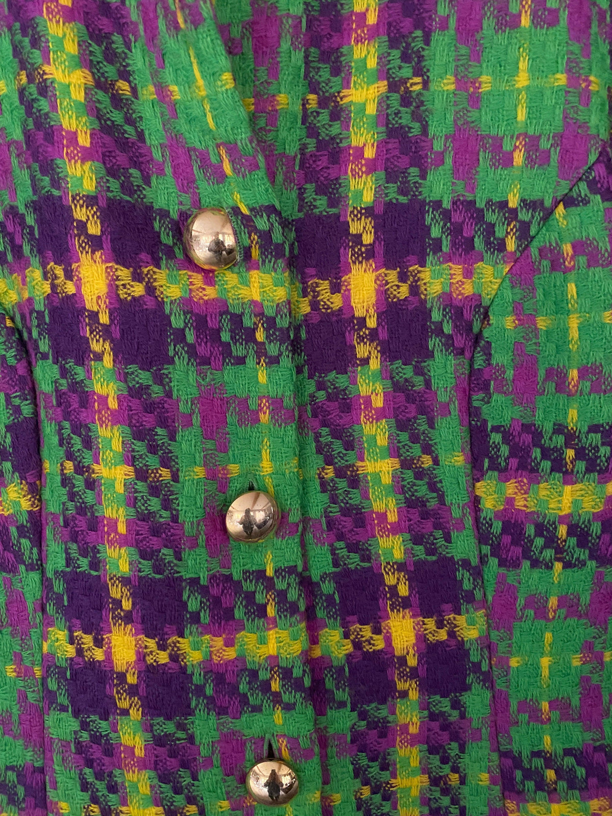 Concerto London Jacket 100% Wool woven Green and Purple Check UK Size 12 - Ava & Iva