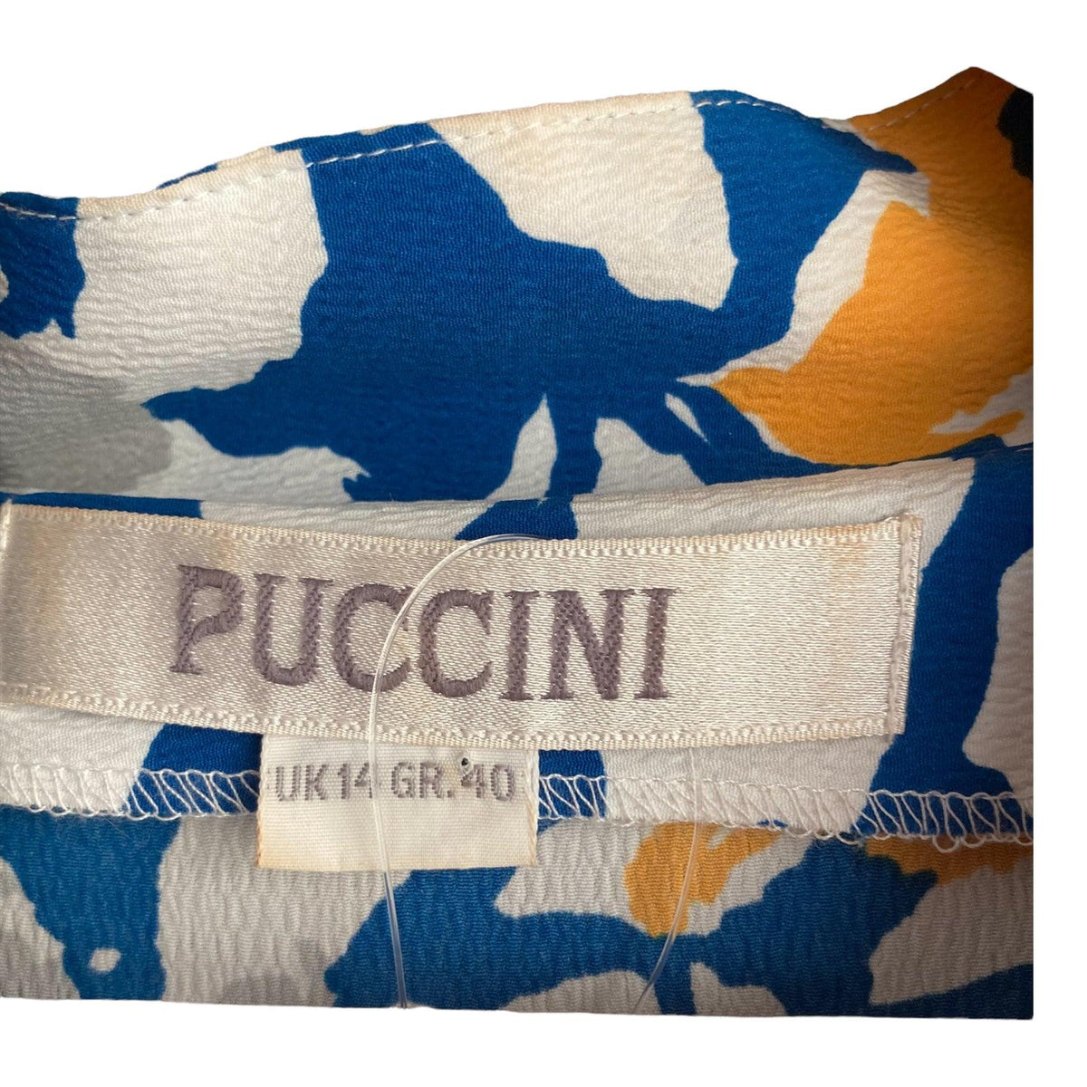 Puccini Blue And White Floral Dress Short Sleeved Dress UK Size 14 - Ava & Iva