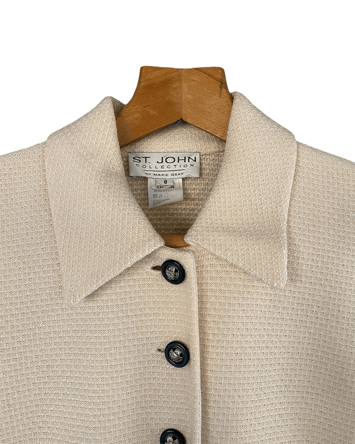 St John Collection by Marie Gray Short Sleeve Jacket Wool Mix Cream Size 8 - Ava & Iva