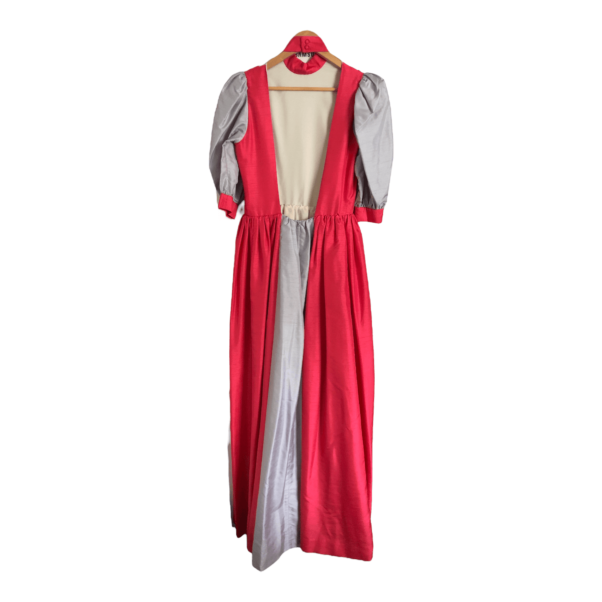 Unbranded Vintage 100% Silk Half Sleeve Summer Halterneck Maxi Dress Pink Grey UK Size 10-12 - Ava & Iva