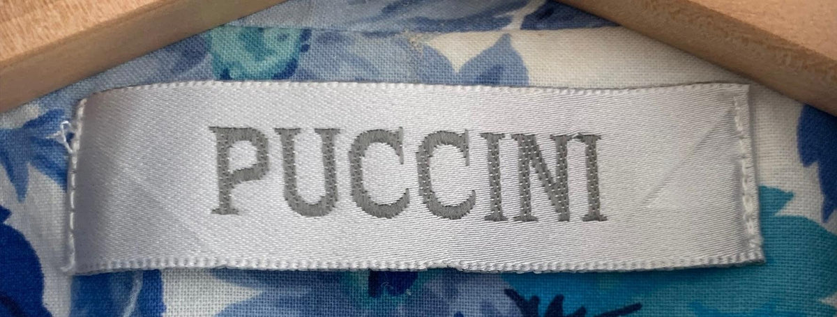 Puccini Double Breasted 100% Cotton Jacket Blue Floral UK Size 12 - Ava & Iva